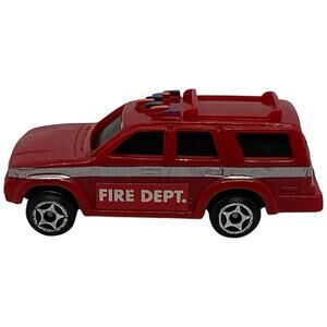 Vintage Fire Department SUV Diecast Toy Car Red Emergency Vehicle